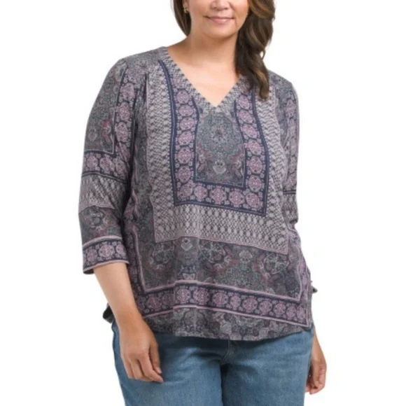 Lucky Brand Peasant Tunic Boho Chic Cottagecore Blouse XL Ethereal Whimsigoth - Picture 2 of 10